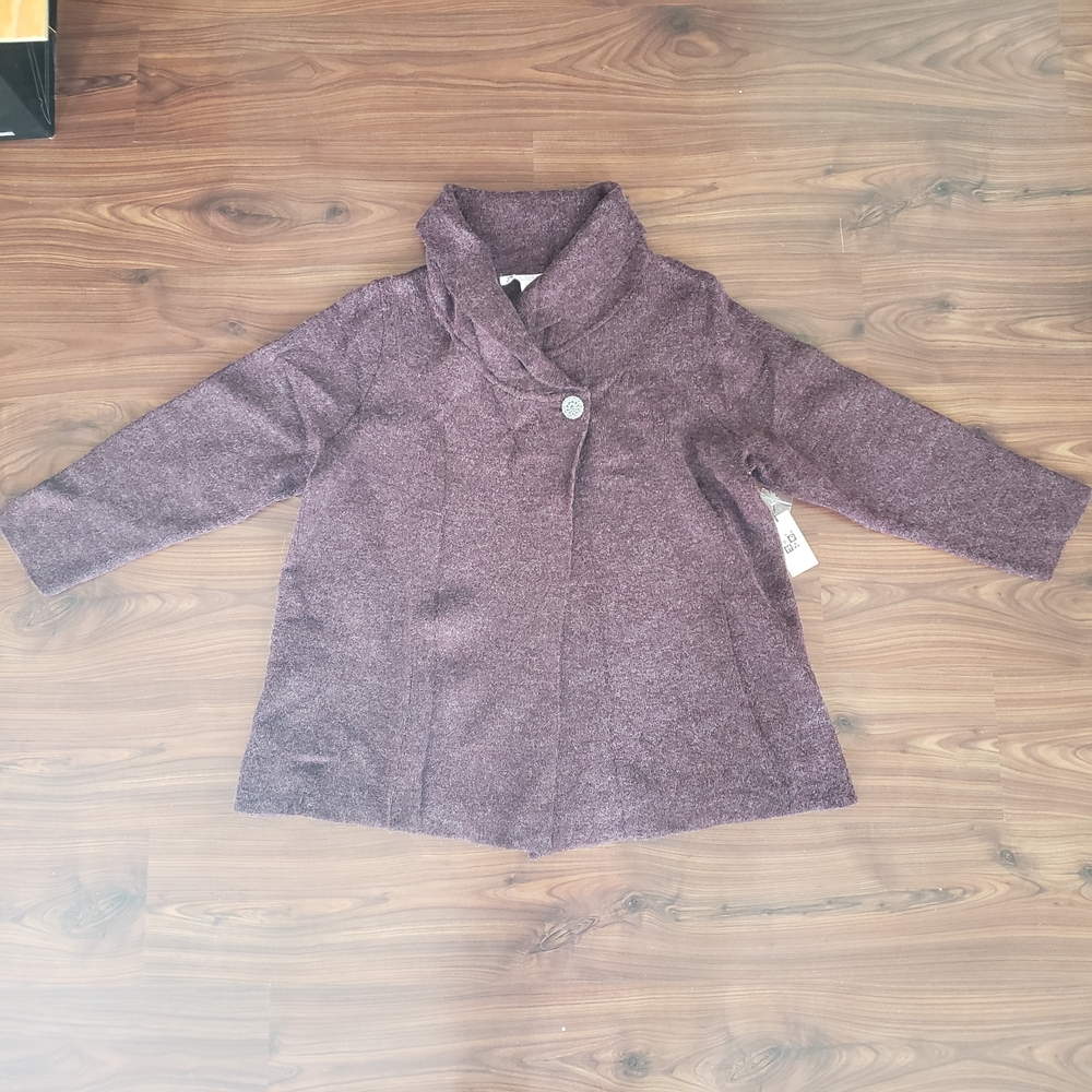 New 2X Max Studio Women's Burgundy Cardigan Sweater Cozy Wool Blend